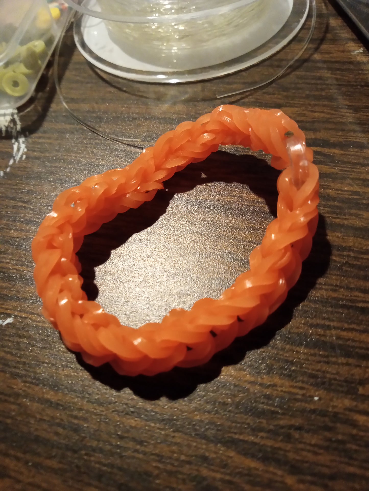 Orange Glow In The Dark Rubber Band Bracelet