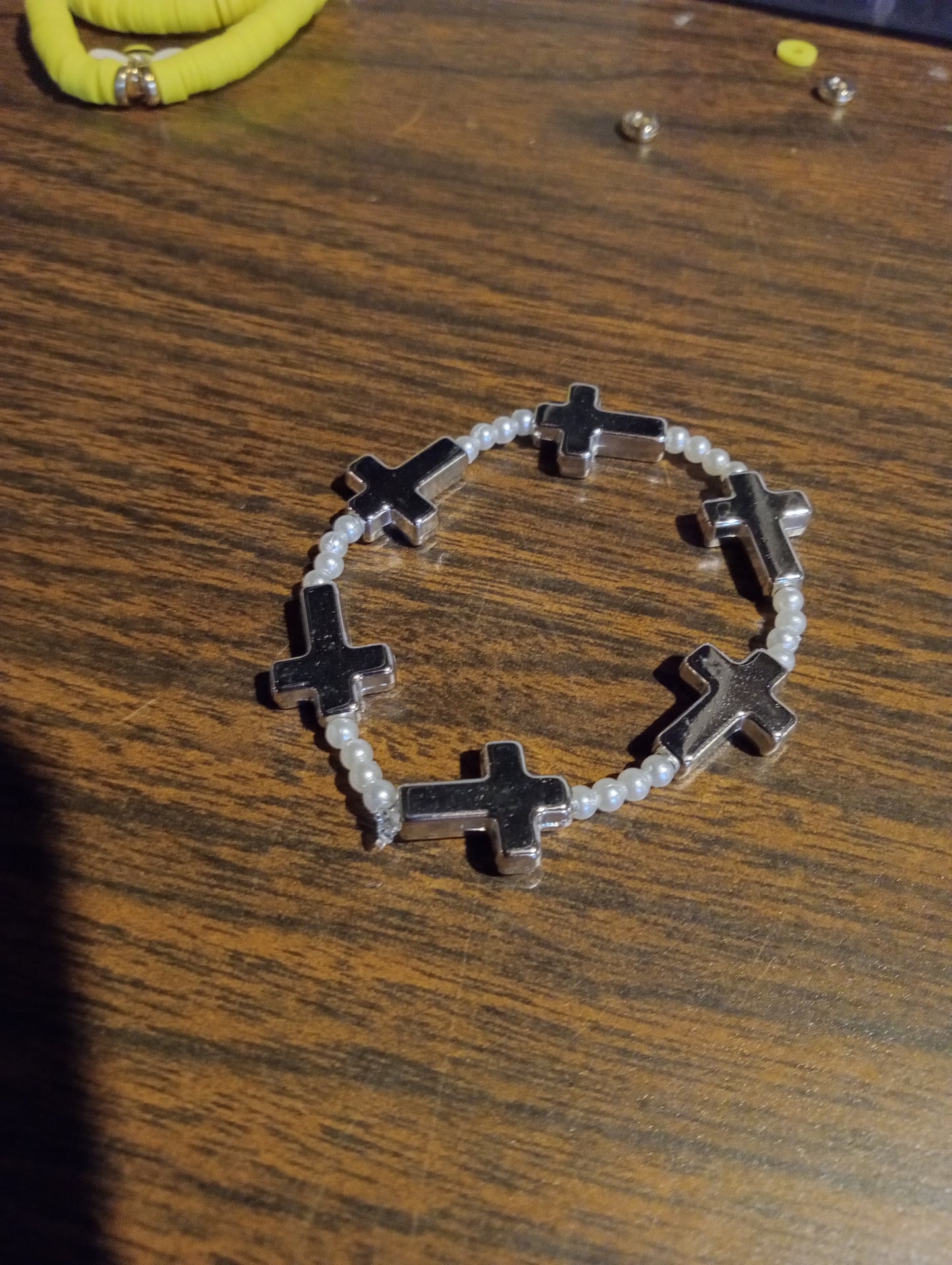 Cute Cross And Pearl Bracelet