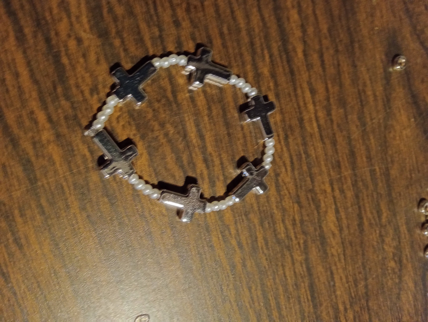 Cute Cross And Pearl Bracelet