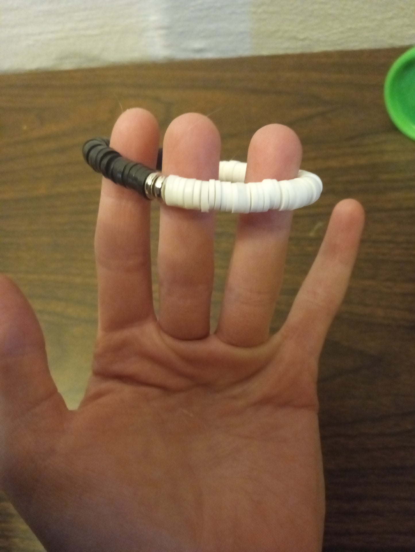 Black And White Clay Bead Bracelet