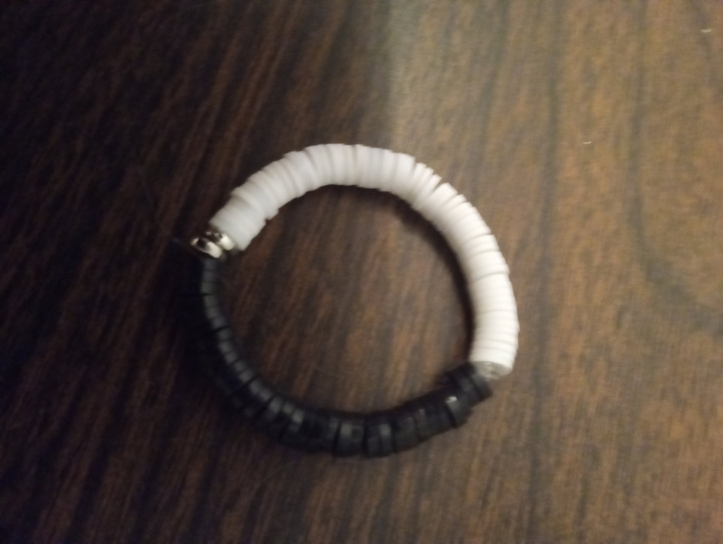 Black And White Clay Bead Bracelet