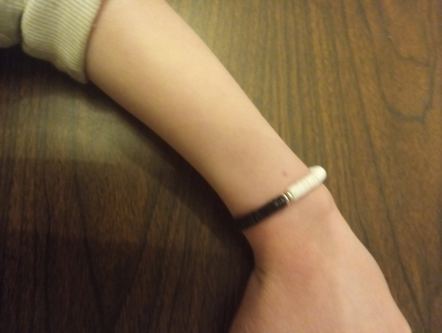 Black And White Clay Bead Bracelet